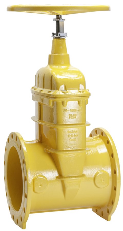 AVK resilient seated gate valve, gas supply, flanged, long face-to-face EN 558-2 S.15/DIN F5, position indicator