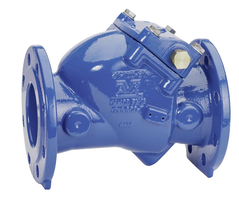 Swing check valve, metal and resilient. Prevents backflowing drinking- and waste water, stainless steel and coated.