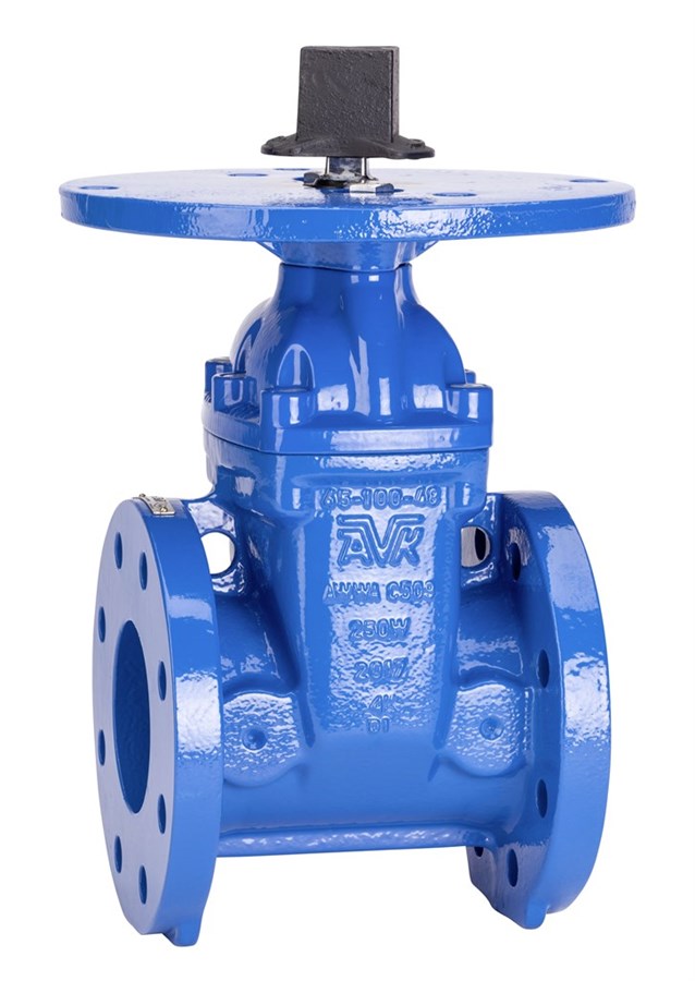 AVK resilient seated gate valve, flanged, fire protection UL&FM, post indicator flange