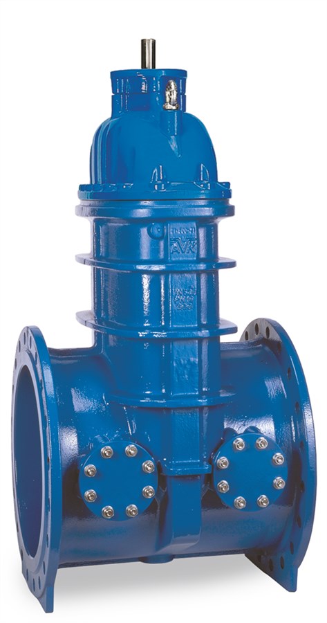 AVK resilient seated large diameter gate valve, water supply and wastewater treatment, flanged, face-to-face EN 558-2 S.15/DIN F5