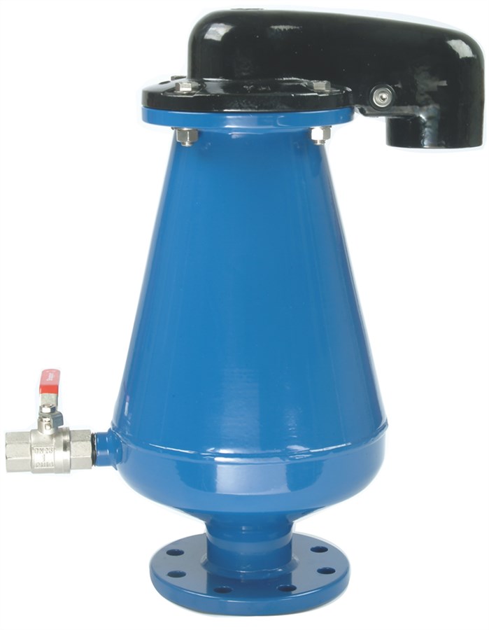 Combined air valve features an innovative design with air between liquid and sealing system.