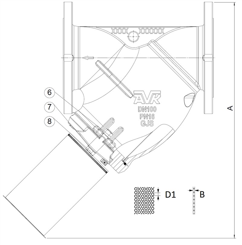 Schmutzfänger, DIN-GG, AISI 304 pol., DN 50, EPDM, Komplett (Sieb  Lochblech 1,5 mm), Schmutzfänger, Siebe, Getränkeleitungen, Produkte