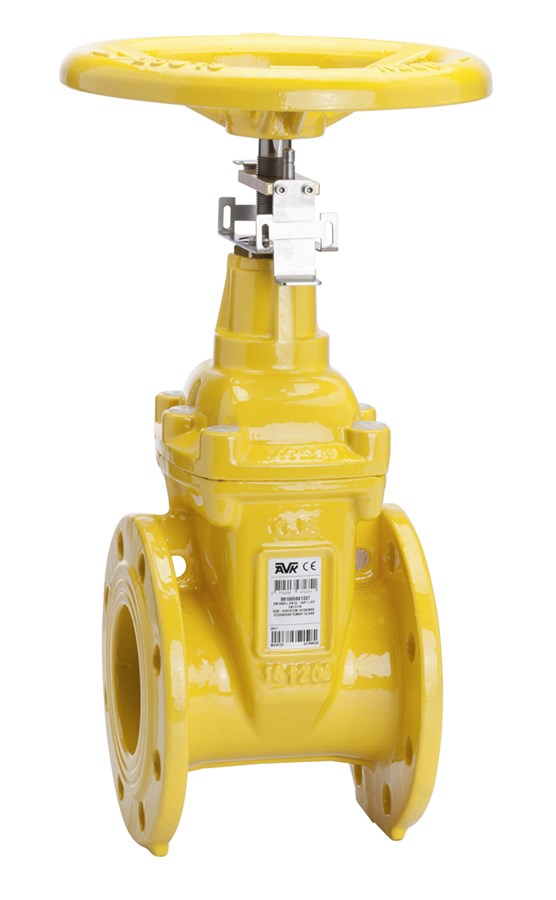 AVK resilient seated gate valve, gas supply, flanged, short face-to-face EN 558-2 S.14/DIN F4, position indicator
